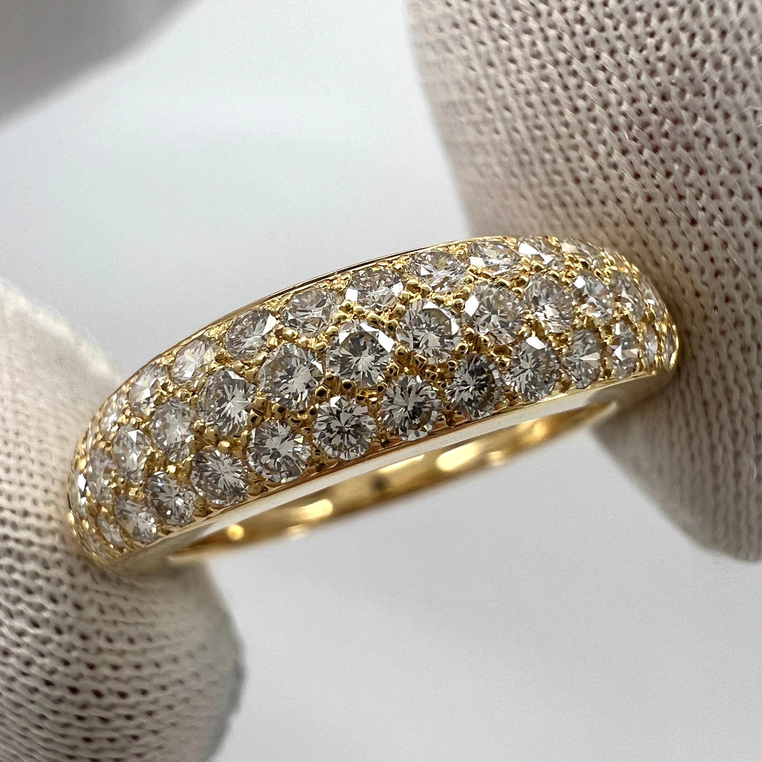 Rare Vintage Van Cleef & Arpels Pavé Diamond 18k Yellow Gold Band Dome Ring For Sale 4