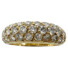 Seltener Vintage Van Cleef & Arpels Pavé Diamant 18k Gelbgold Band Dome Ring