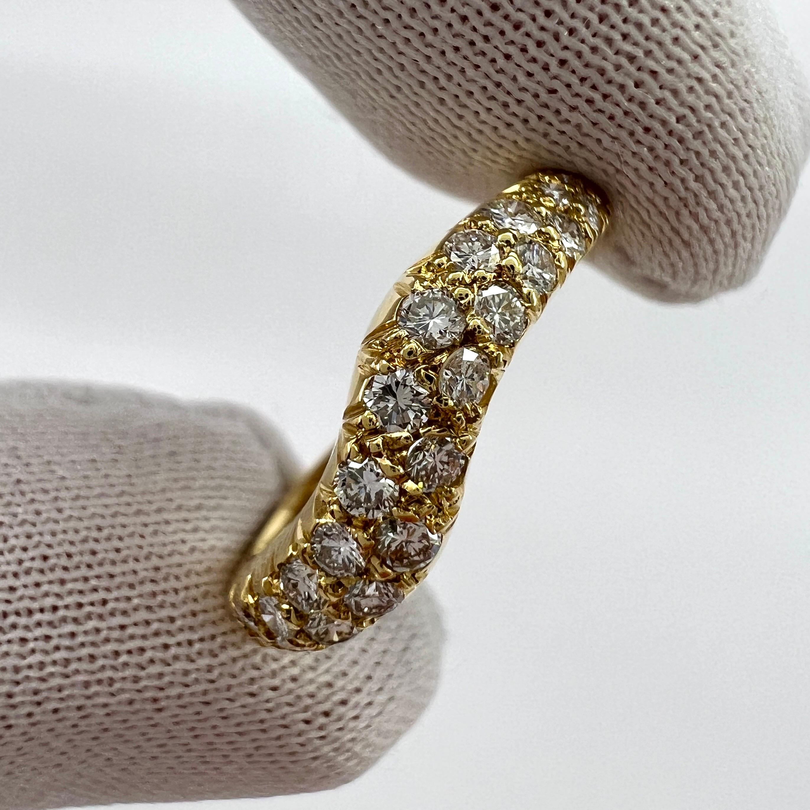 Seltener Vintage Van Cleef & Arpels Pavé Diamant 18k Gelbgold Wavey Band Ring im Angebot 5