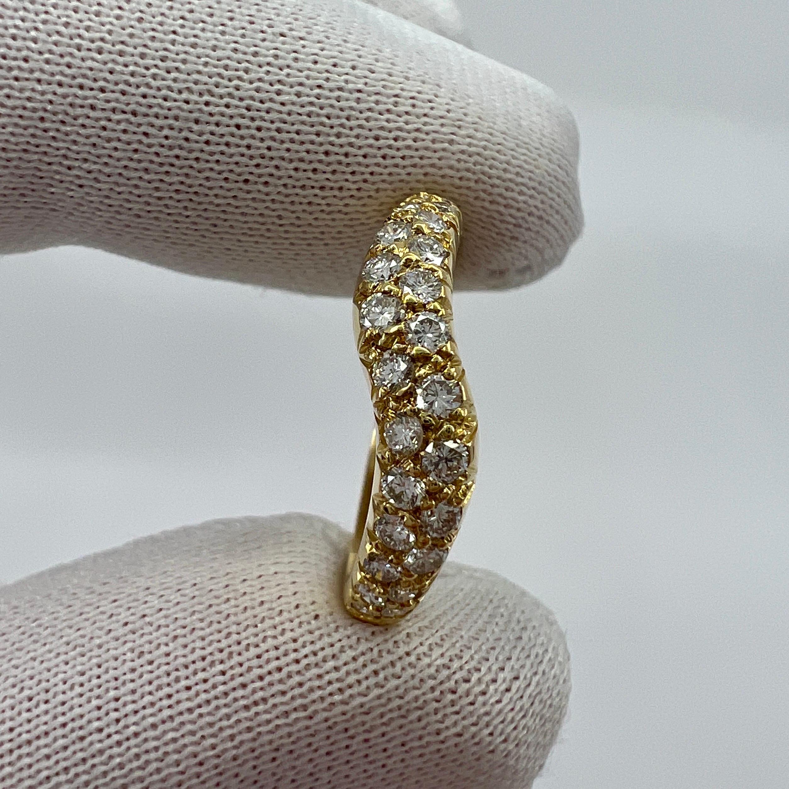 Seltener Vintage Van Cleef & Arpels Pavé Diamant 18k Gelbgold Wavey Band Ring im Zustand „Hervorragend“ im Angebot in Birmingham, GB