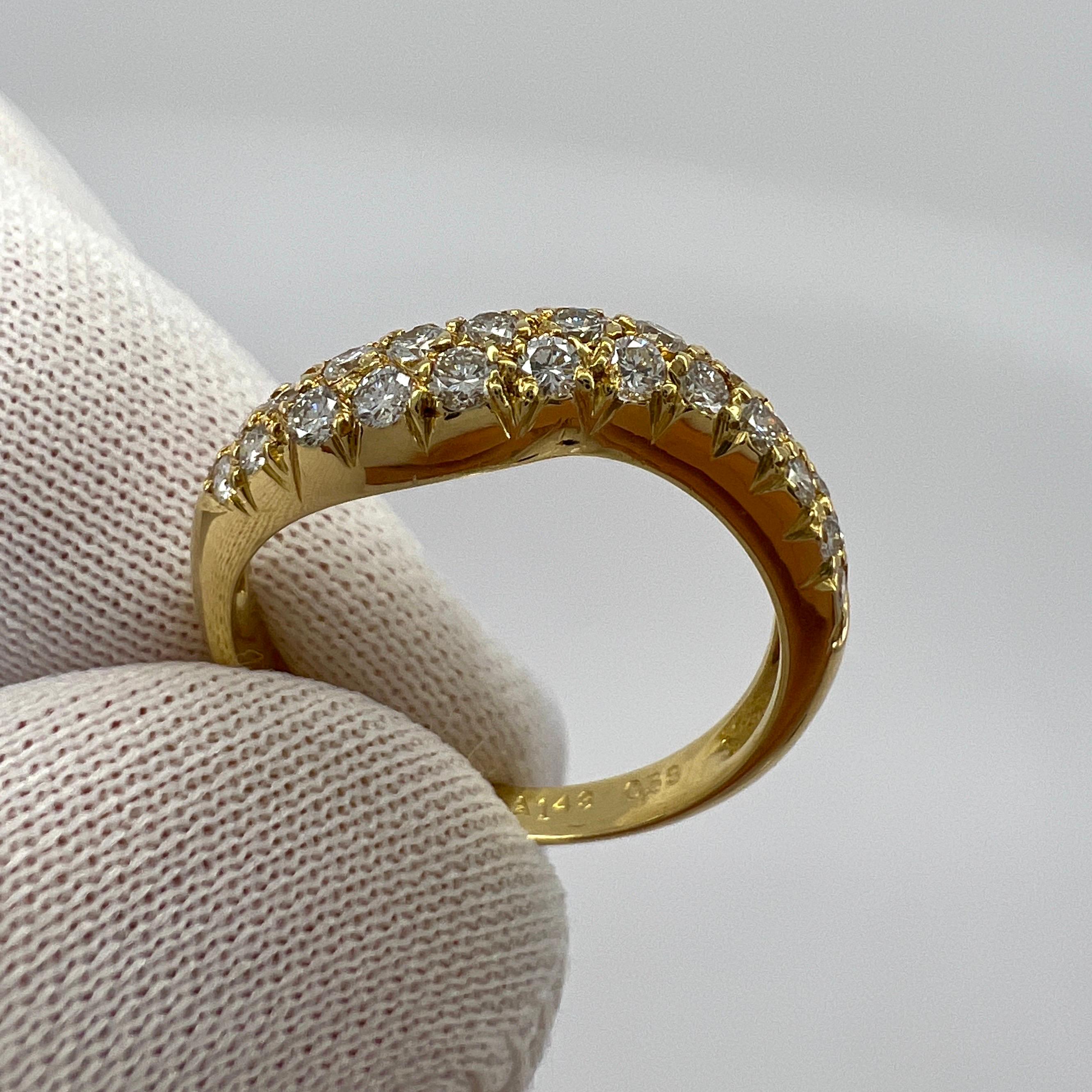 Seltener Vintage Van Cleef & Arpels Pavé Diamant 18k Gelbgold Wavey Band Ring im Angebot 1