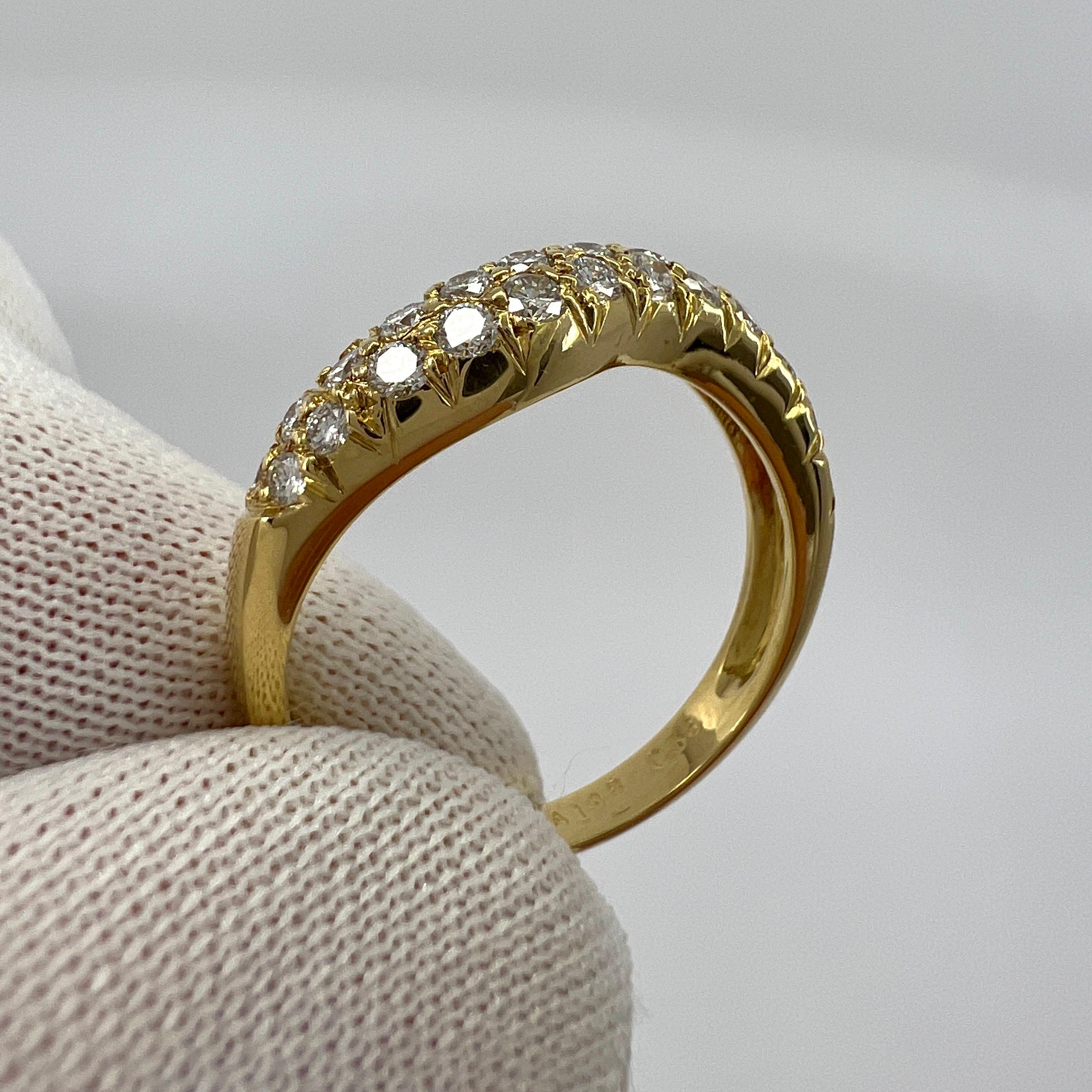 Seltener Vintage Van Cleef & Arpels Pavé Diamant 18k Gelbgold Wavey Band Ring im Angebot 2