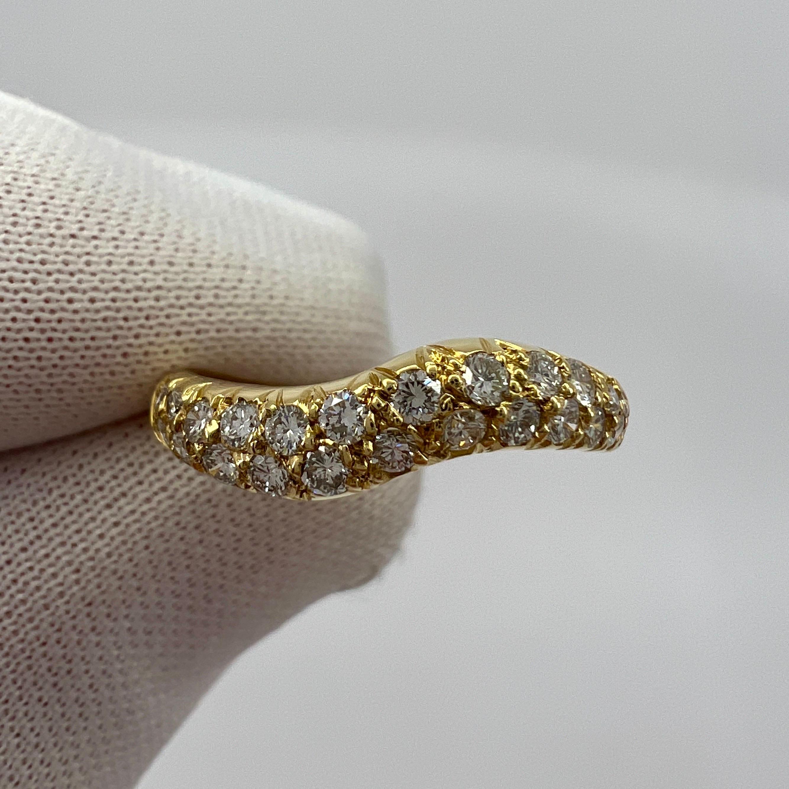 Seltener Vintage Van Cleef & Arpels Pavé Diamant 18k Gelbgold Wavey Band Ring im Angebot 4