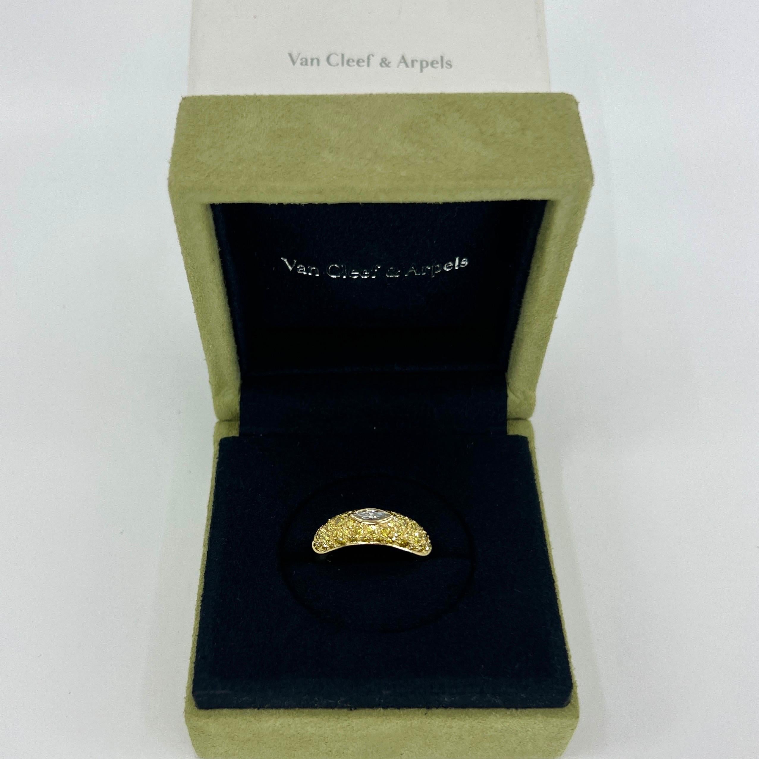 Seltener Van Cleef & Arpels Pavé Vivid Fancy Yellow Diamond Cocktail Bombé Ring im Angebot 6