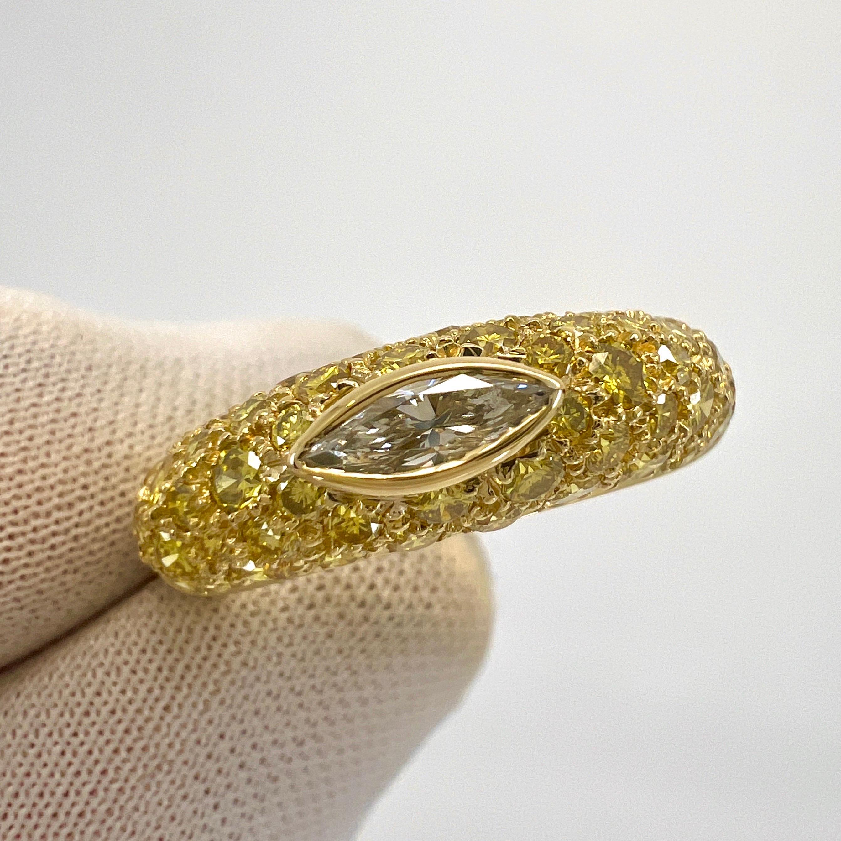 Seltener Van Cleef & Arpels Pavé Vivid Fancy Yellow Diamond Cocktail Bombé Ring im Angebot 7