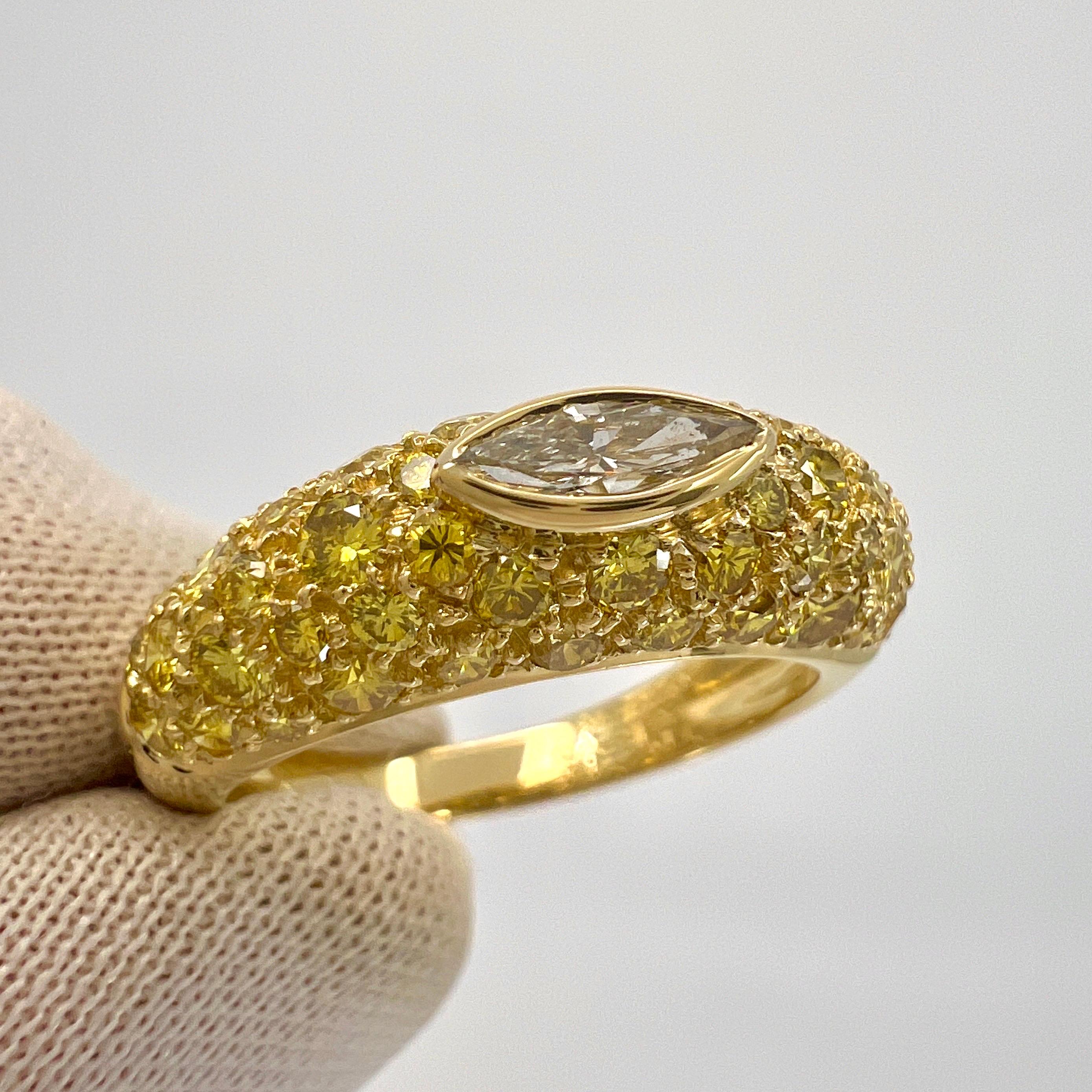 Seltener Van Cleef & Arpels Pavé Vivid Fancy Yellow Diamond Cocktail Bombé Ring im Zustand „Hervorragend“ im Angebot in Birmingham, GB
