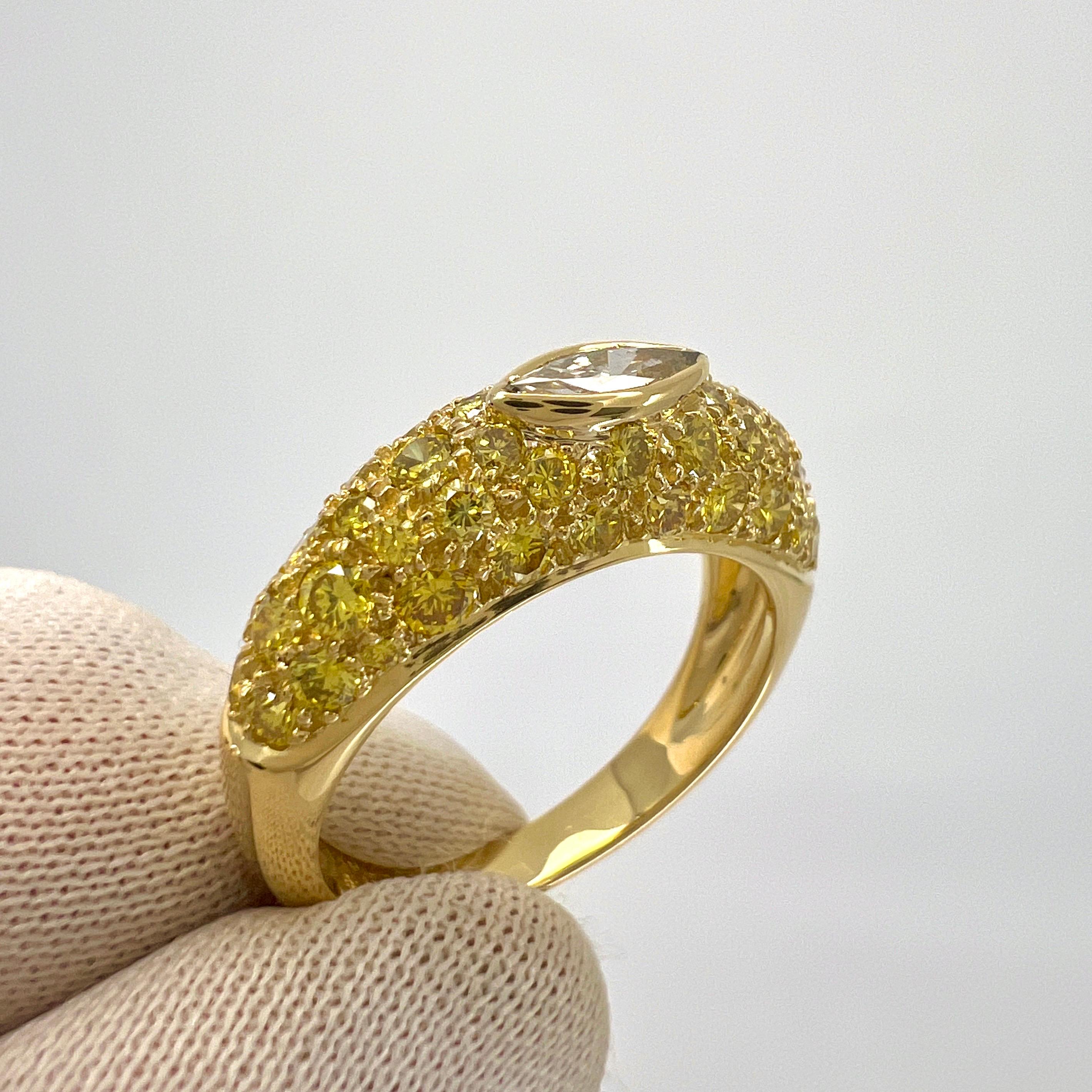 Seltener Van Cleef & Arpels Pavé Vivid Fancy Yellow Diamond Cocktail Bombé Ring für Damen oder Herren im Angebot