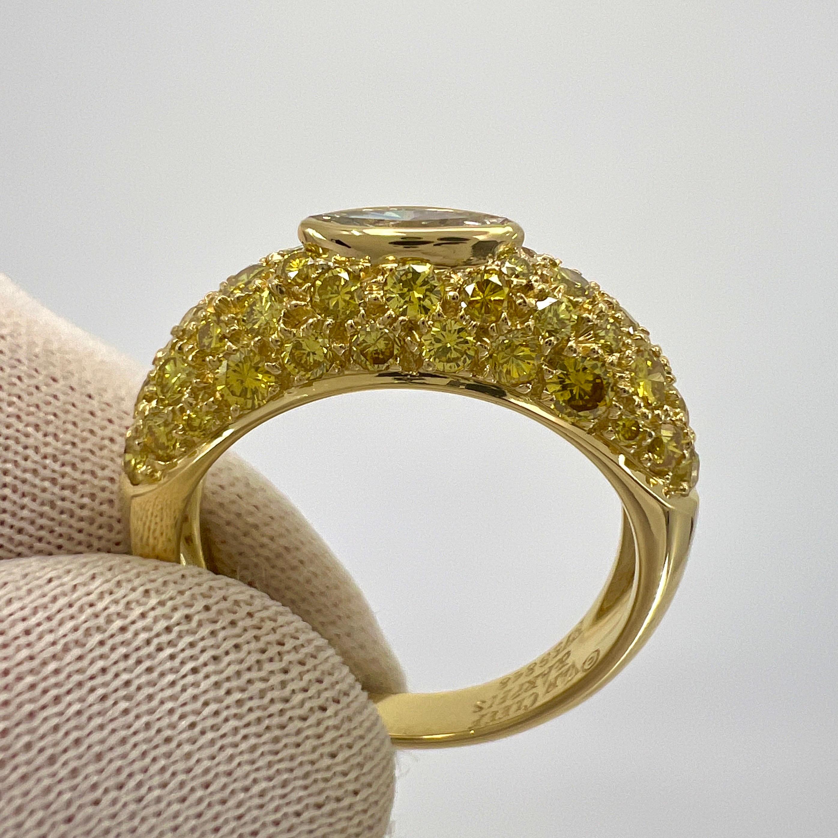 Seltener Van Cleef & Arpels Pavé Vivid Fancy Yellow Diamond Cocktail Bombé Ring im Angebot 2