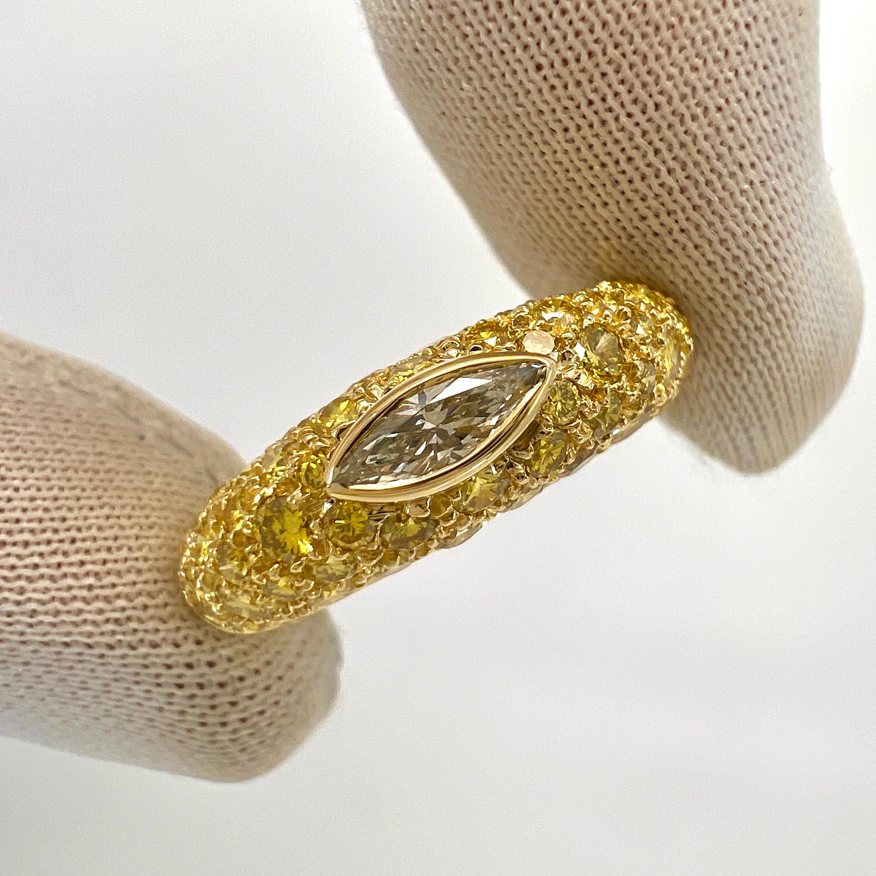 Seltener Van Cleef & Arpels Pavé Vivid Fancy Yellow Diamond Cocktail Bombé Ring im Angebot 4