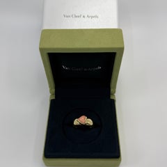 Rare Vintage Van Cleef & Arpels Pink Coral Heart Cut 18k Yellow Gold Dome Ring