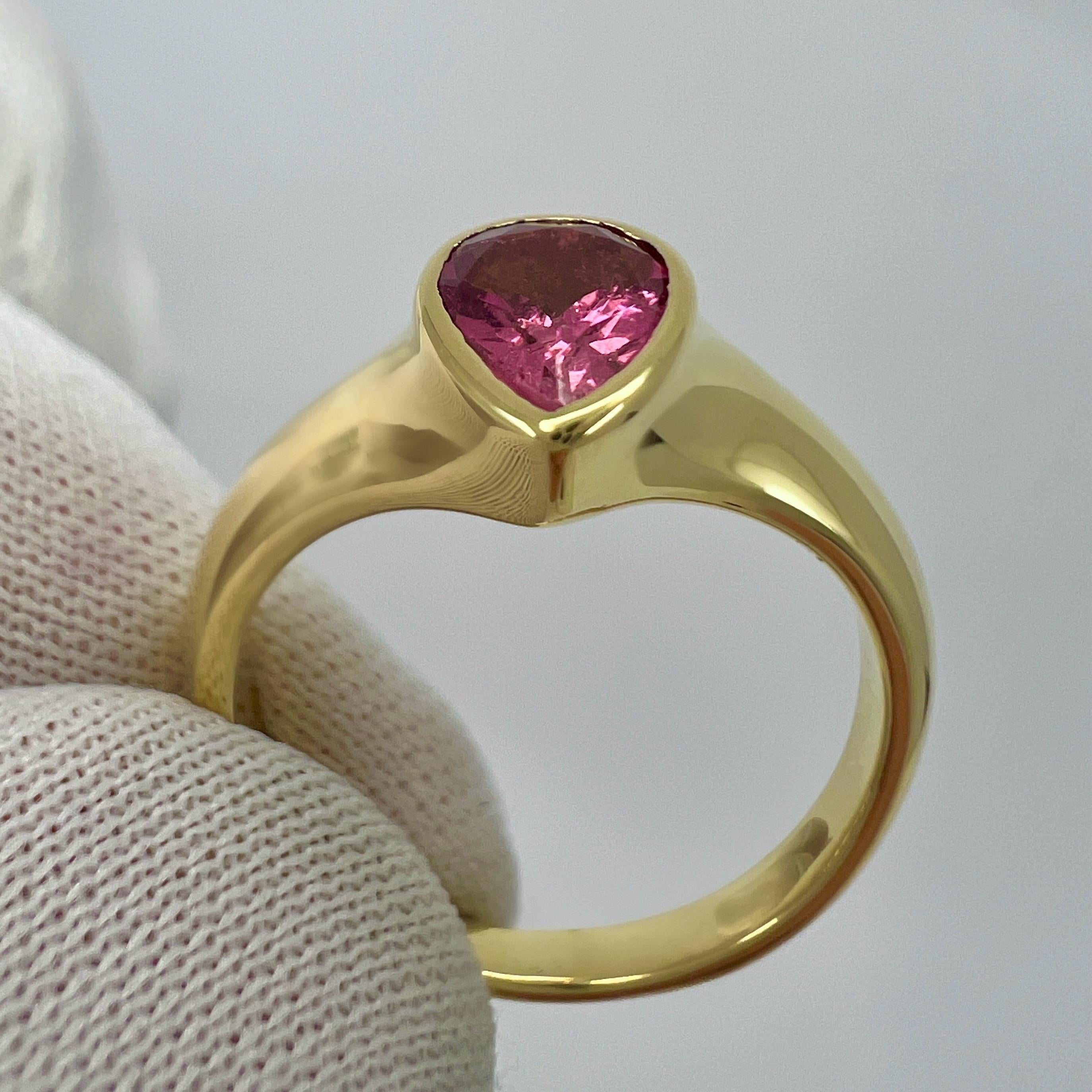 Rare Vintage Van Cleef & Arpels Pink Tourmaline Pear Cut 18k Yellow Gold Ring For Sale 7