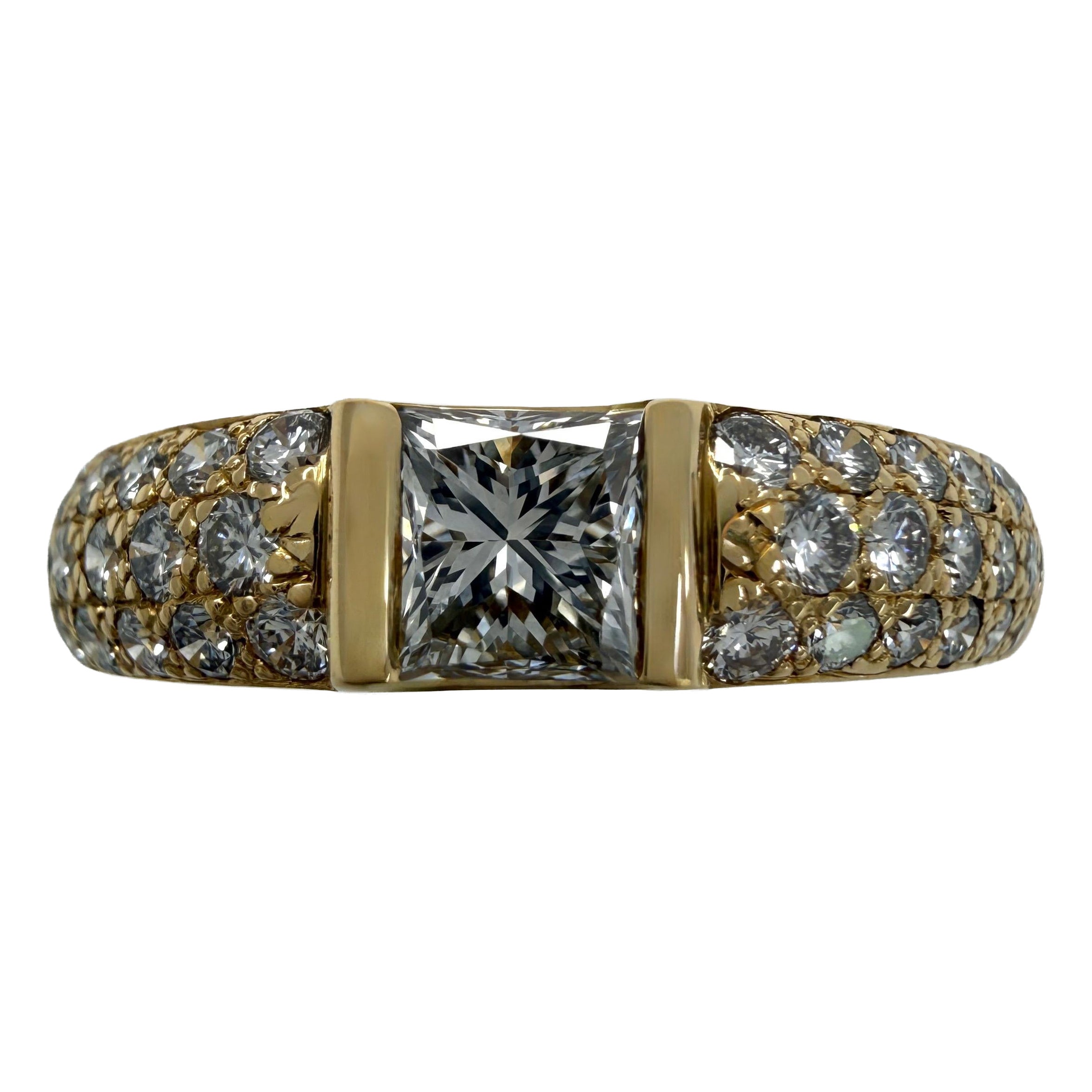 Rare Vintage Van Cleef & Arpels Prinzessinnenschliff Diamant 18k Gelbgold Band Ring