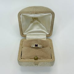 Rare Vintage Van Cleef & Arpels Princess Cut Ruby & Diamond 18k Yellow Gold Ring