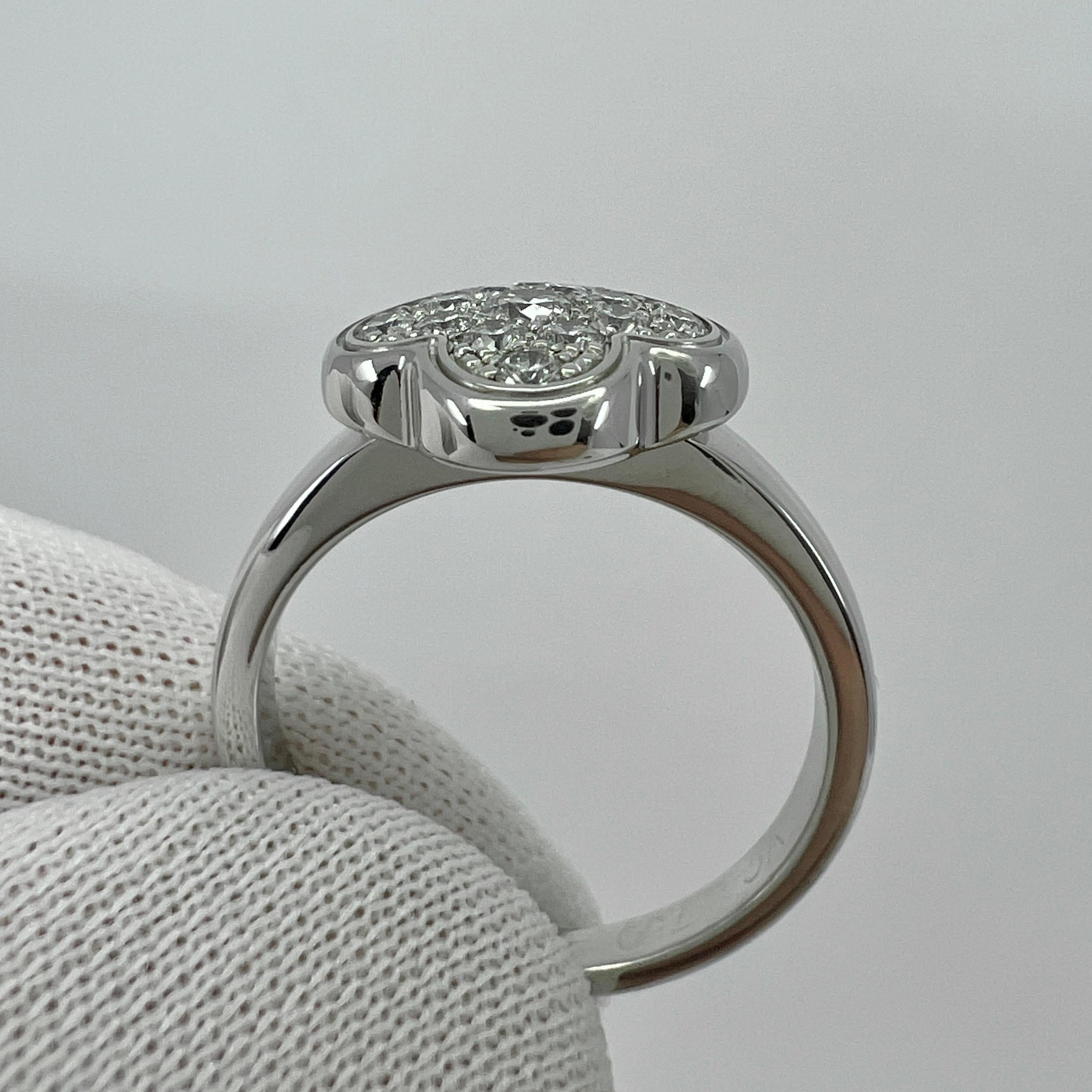 Rare Vintage Van Cleef & Arpels Pure Alhambra Diamond Flower 18k White Gold Ring For Sale 1