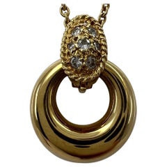 Seltene Vintage Van Cleef & Arpels Halskette mit rundem Diamant-Anhänger aus 18 Karat Gelbgold