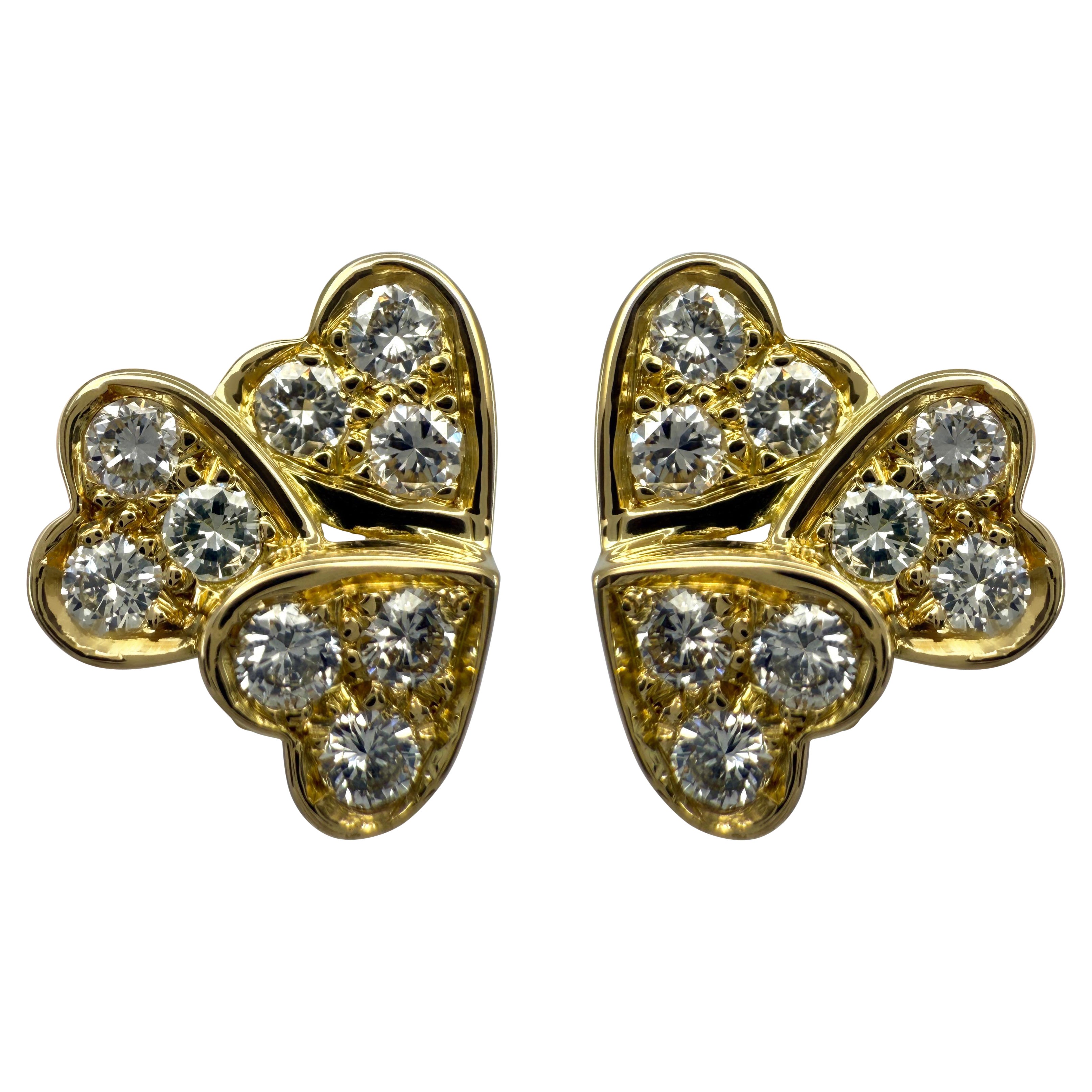 Seltene Vintage Van Cleef
Arpels Runde Diamant-Ohrstecker in Herzform