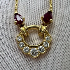 Rare Vintage Van Cleef & Arpels Ruby Diamond 18k Yellow Gold Pendant Necklace