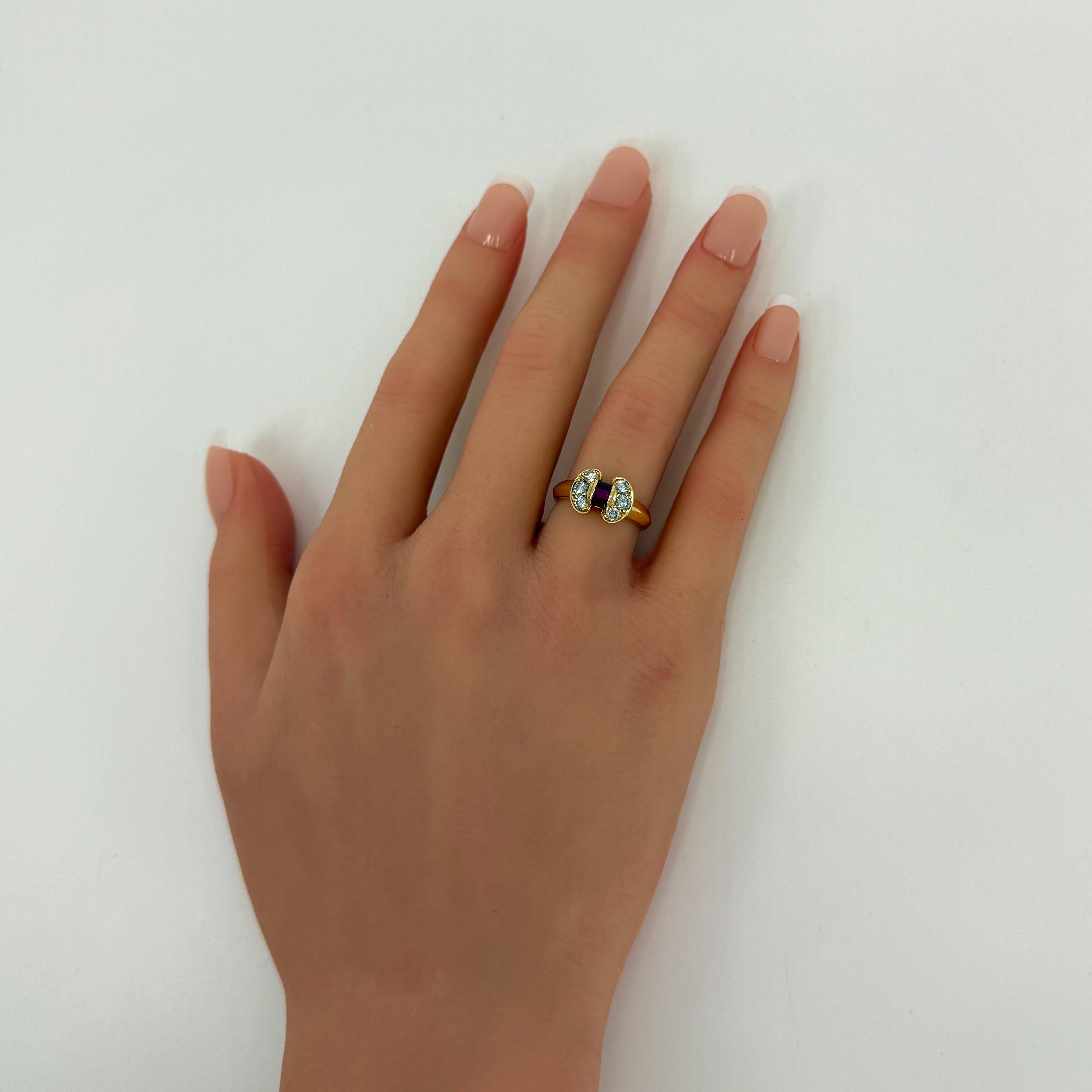 Rare Vintage Van Cleef & Arpels Ruby & Diamond Ribbon Bow 18k Yellow Gold Ring For Sale 3