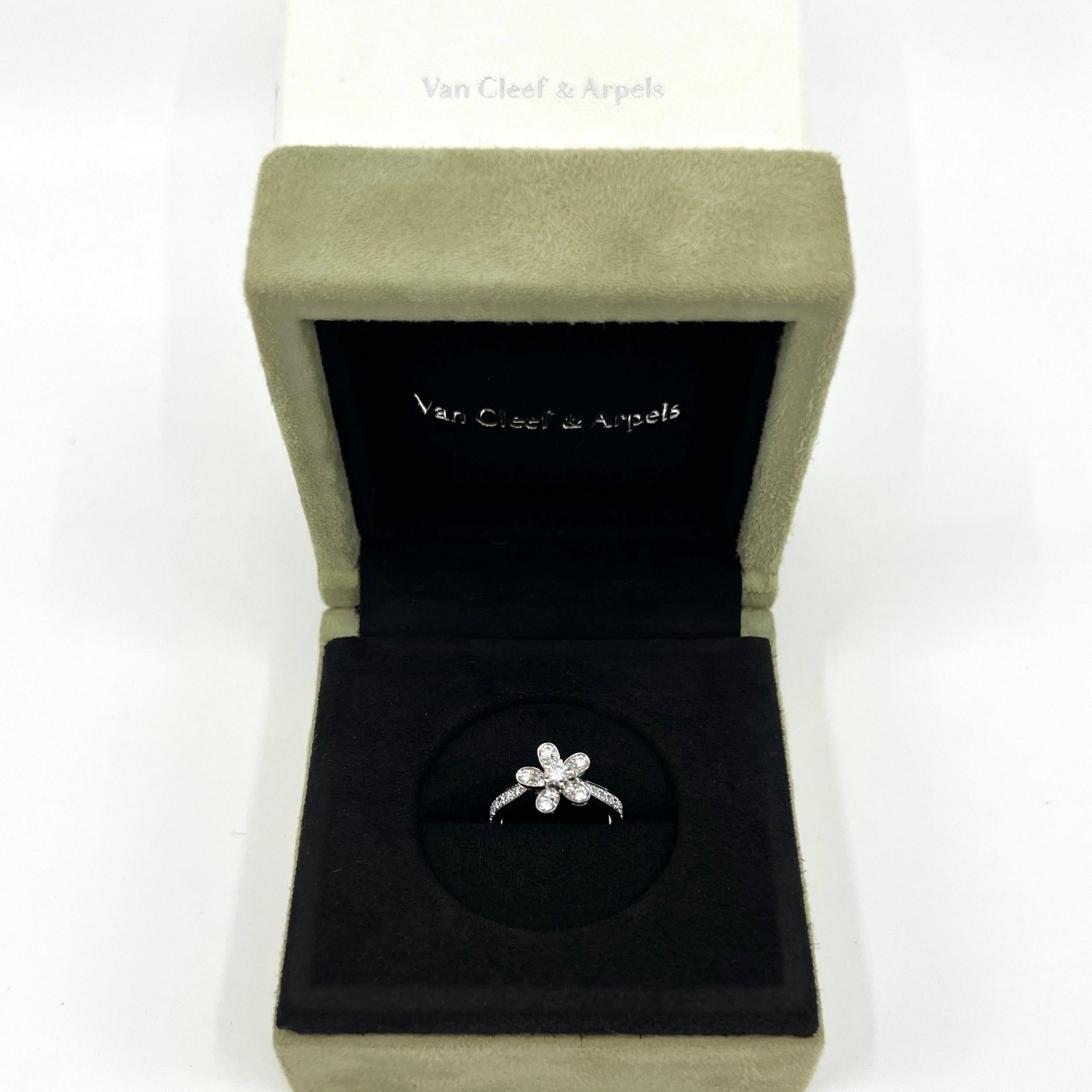 Rare Vintage Van Cleef & Arpels Socrate Diamond 18 Karat White Gold Ring.

A stunning vintage ring from the Socrate range by fine French fine jewellery house Van Cleef & Arpels. 

The classic flower motif but filled with stunning pavé set natural