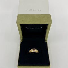 Rare Vintage Van Cleef & Arpels Square Cut Ruby & Diamond 18k Yellow Gold Ring