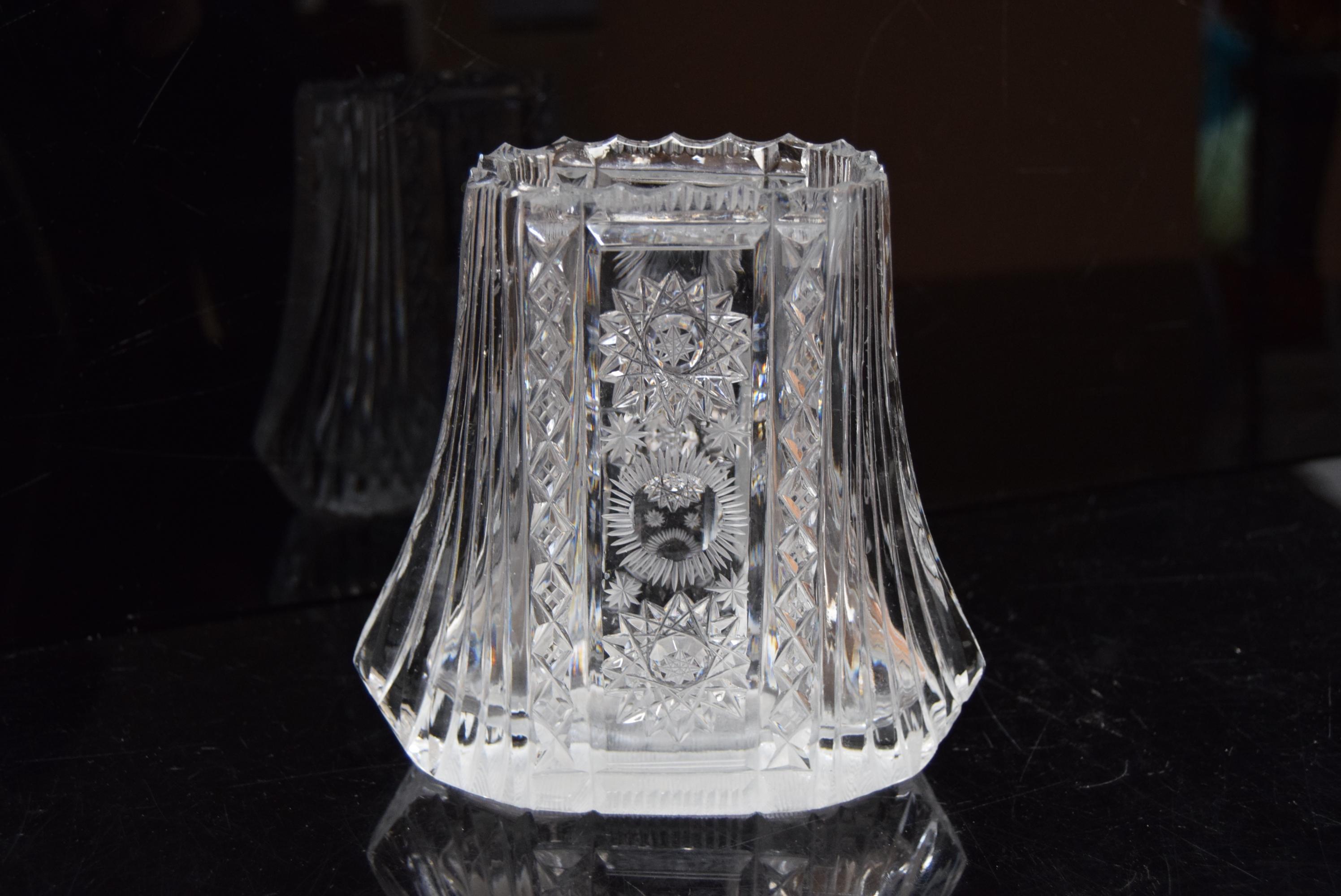Mid-Century Modern Rare Vintage Vase, Cut Crystal Glass, Bohemia in the, 1960s For Sale