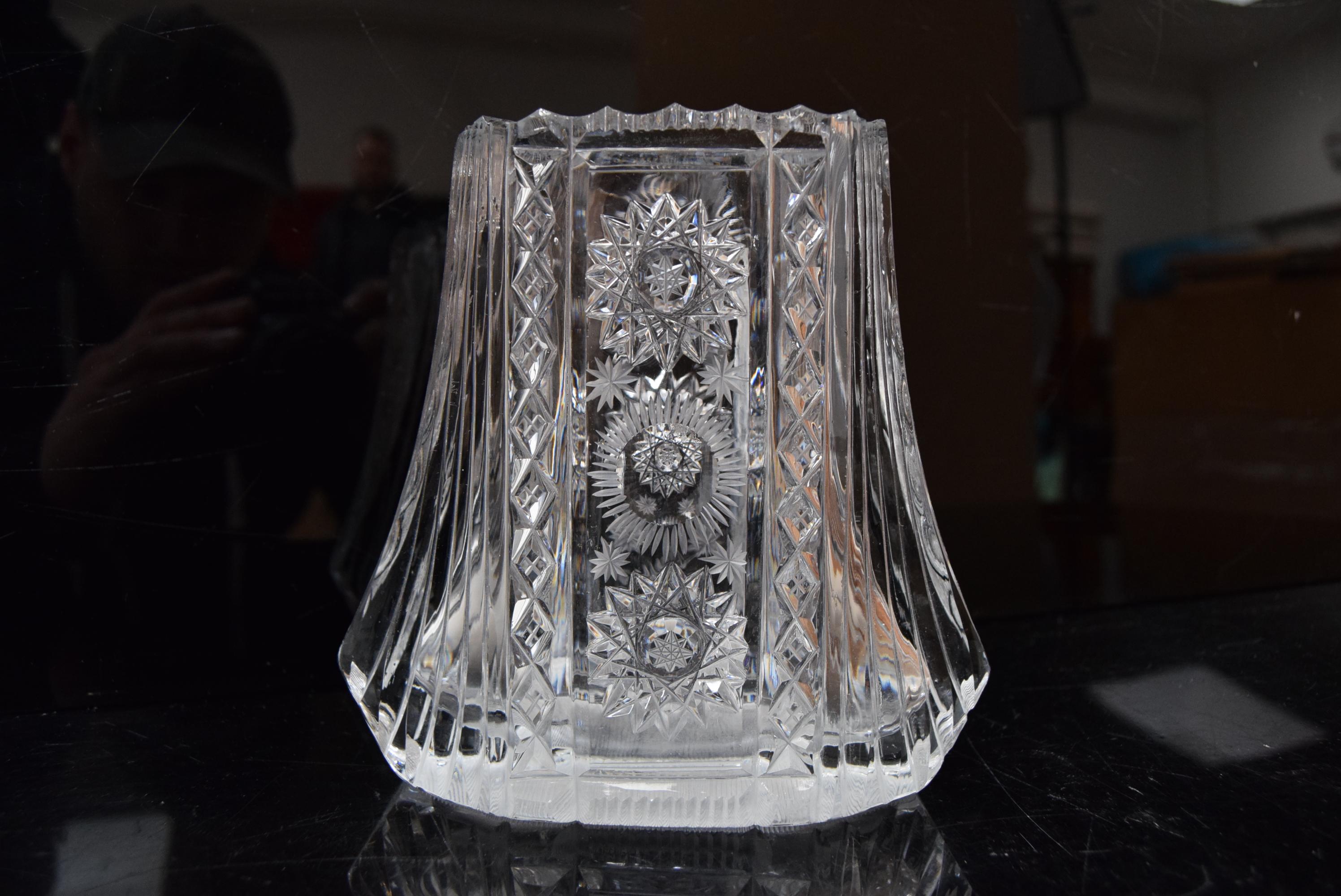 Czech Rare Vintage Vase, Cut Crystal Glass, Bohemia in the, 1960s For Sale
