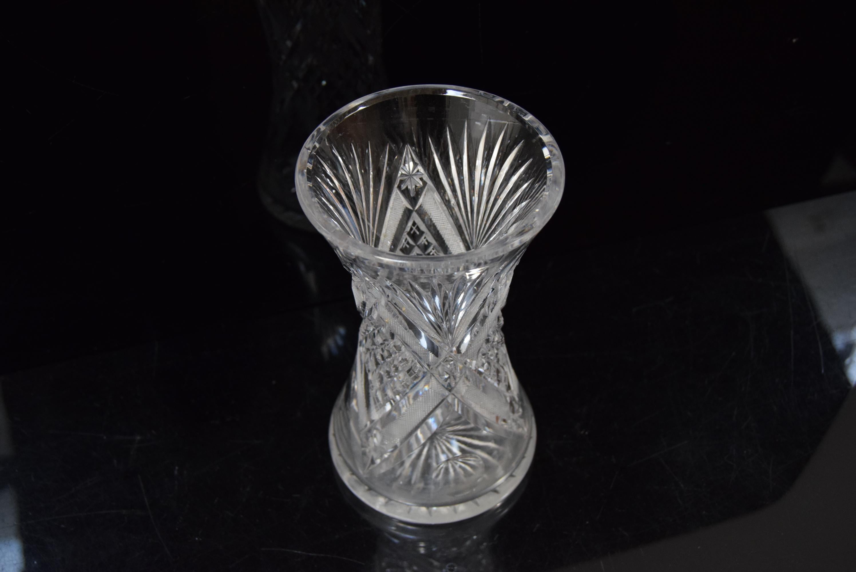 Mid-20th Century Rare Vintage Vase, Cut Crystal Glass, Bohemia in the, 1960s For Sale