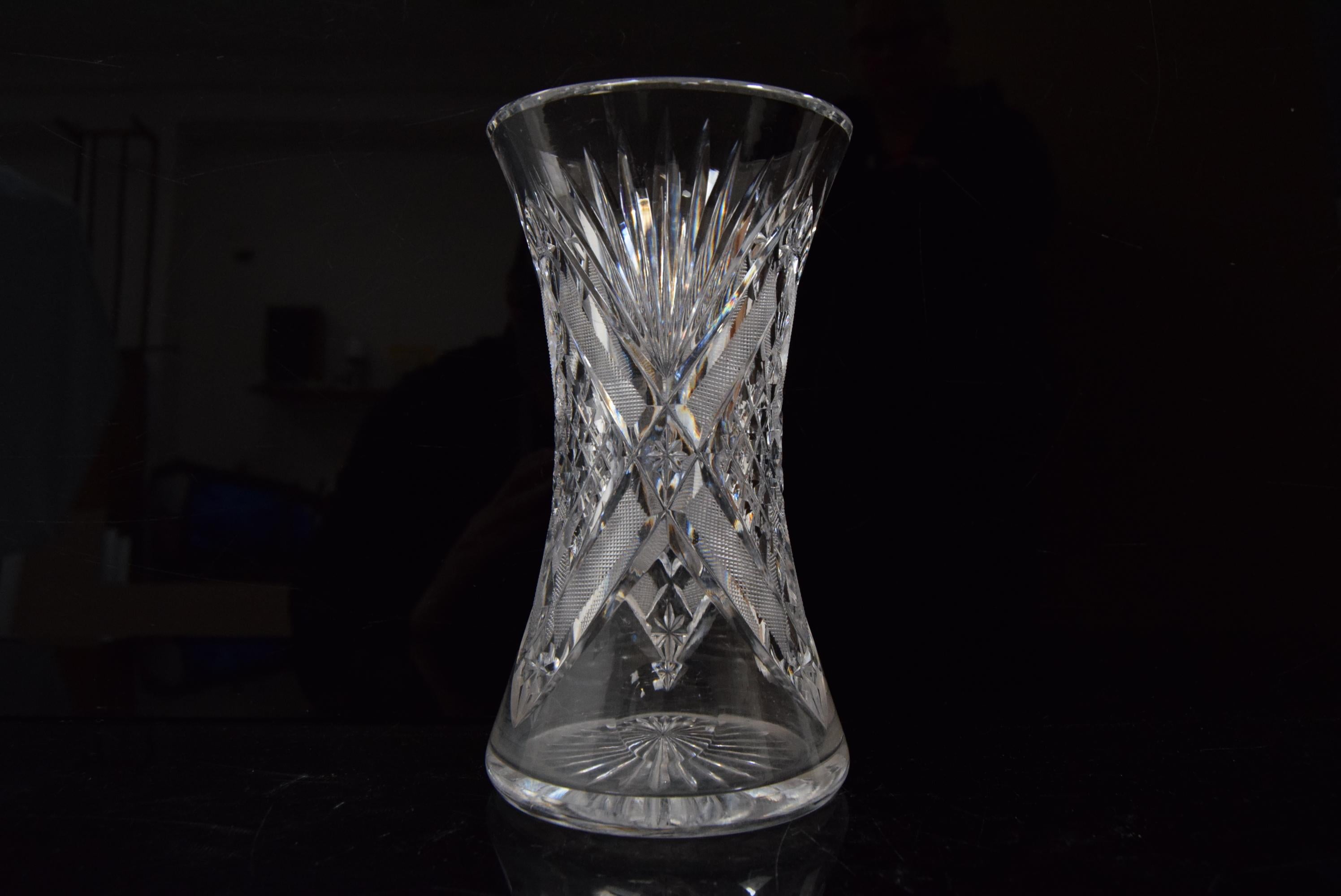 Rare Vintage Vase, Cut Crystal Glass, Bohemia in the, 1960s For Sale 1