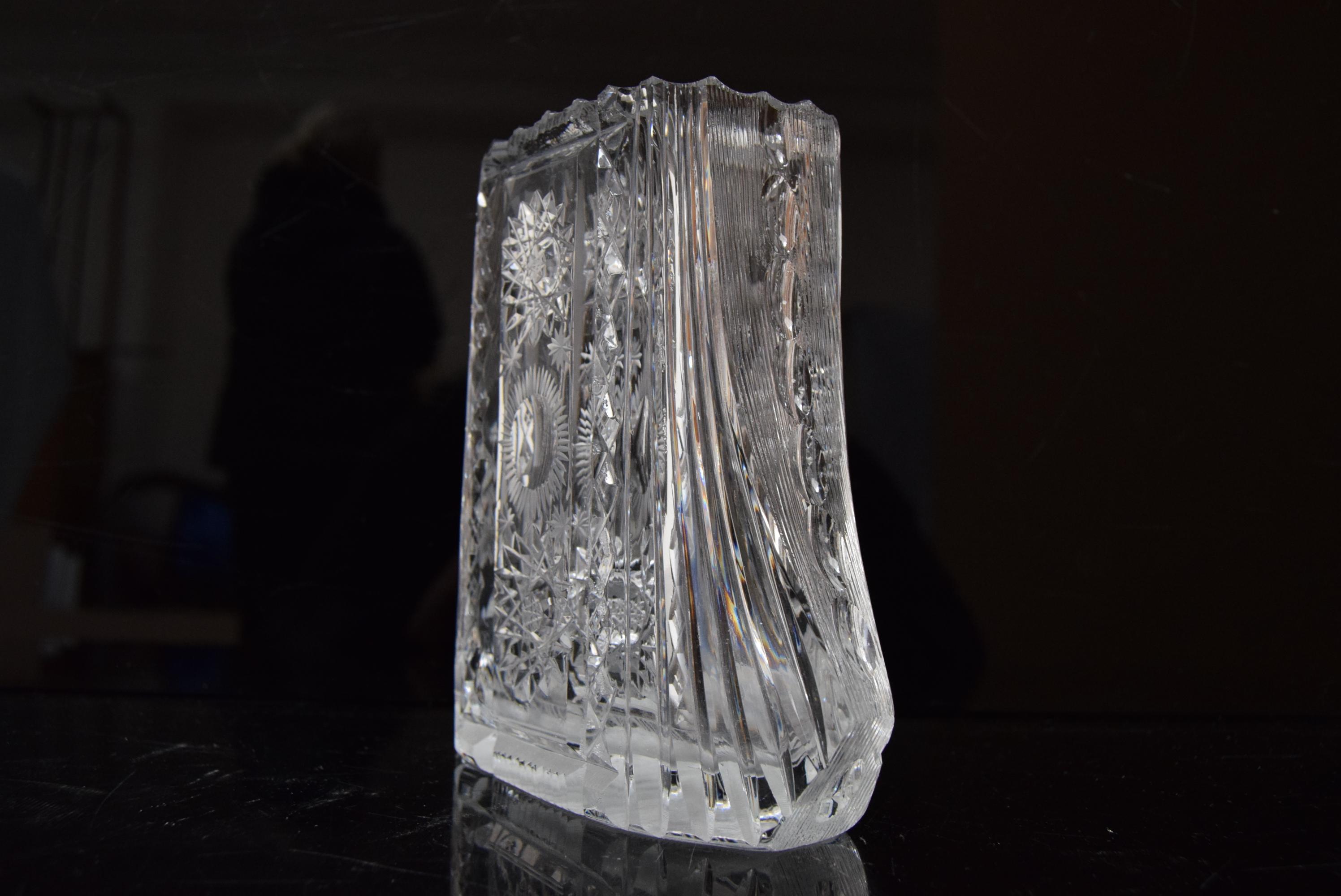 Rare Vintage Vase, Cut Crystal Glass, Bohemia in the, 1960s For Sale 2
