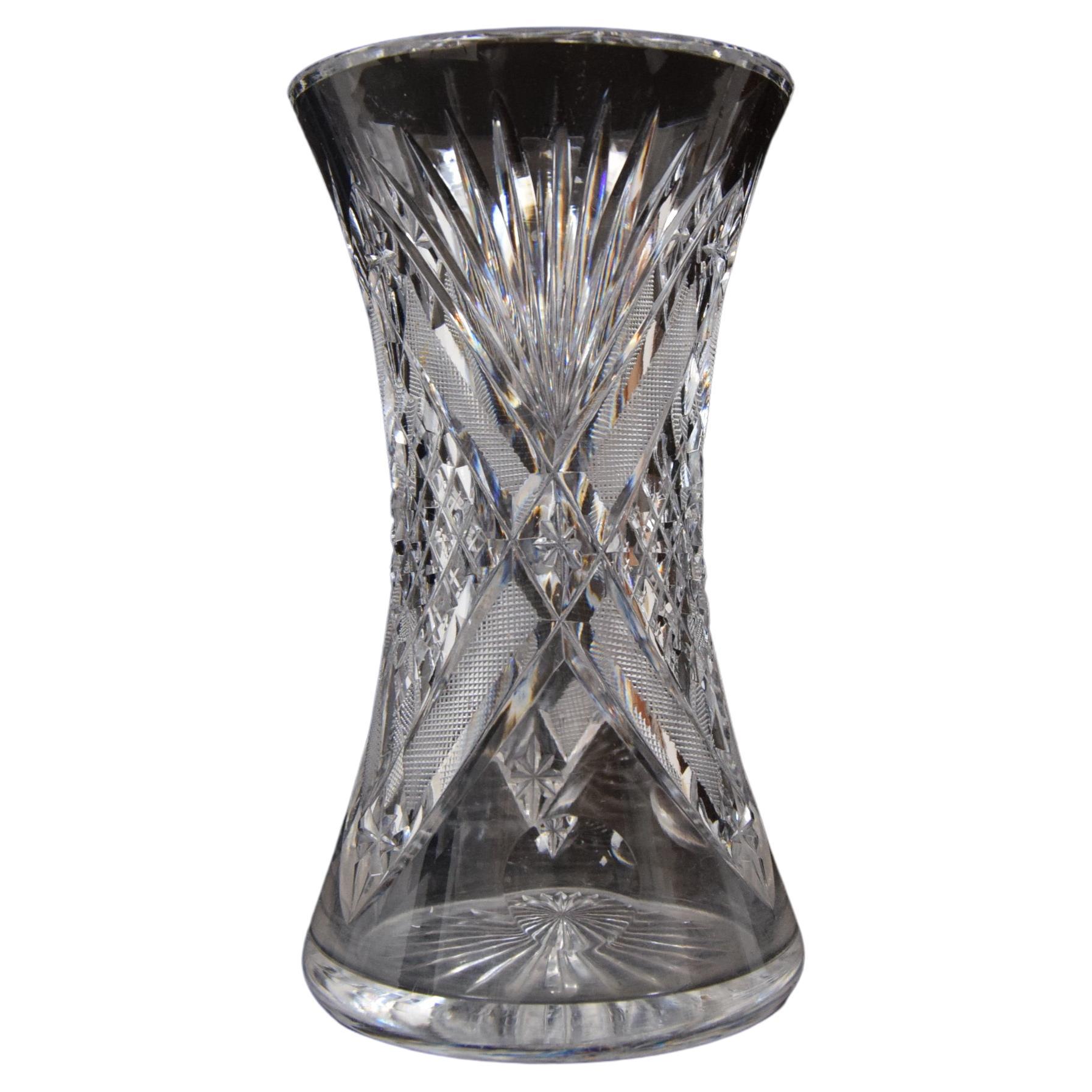 Rare Vintage Vase, Cut Crystal Glass, Bohemia in the, 1960s For Sale