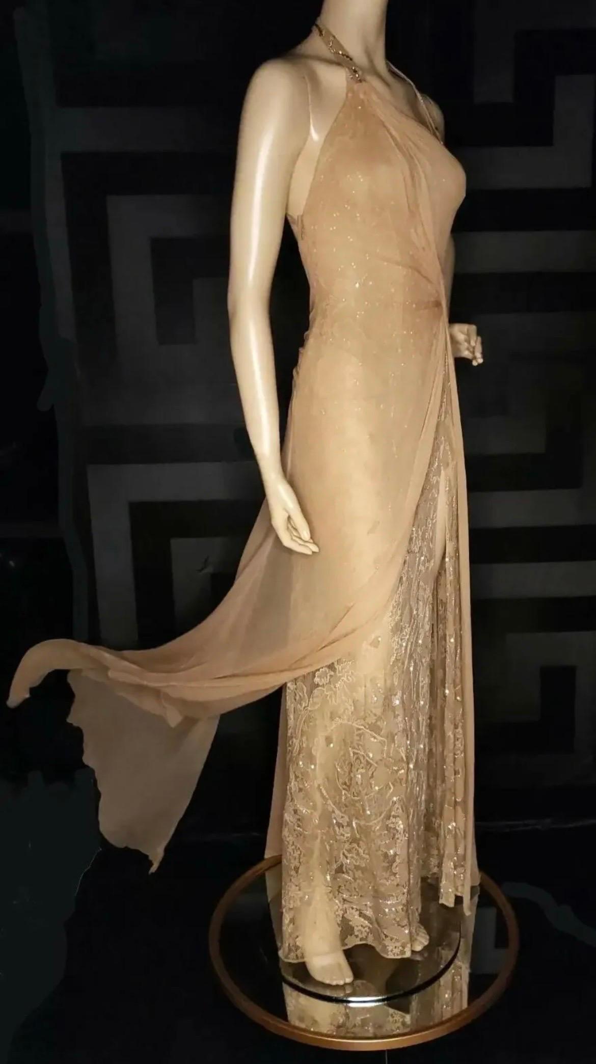 Rare Vintage Versace Atelier Nude Embellished Gown  For Sale 6