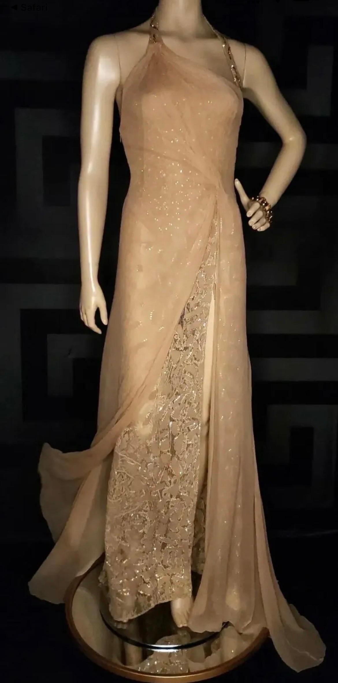 Rare Vintage Versace Atelier Nude Embellished Gown  For Sale 4
