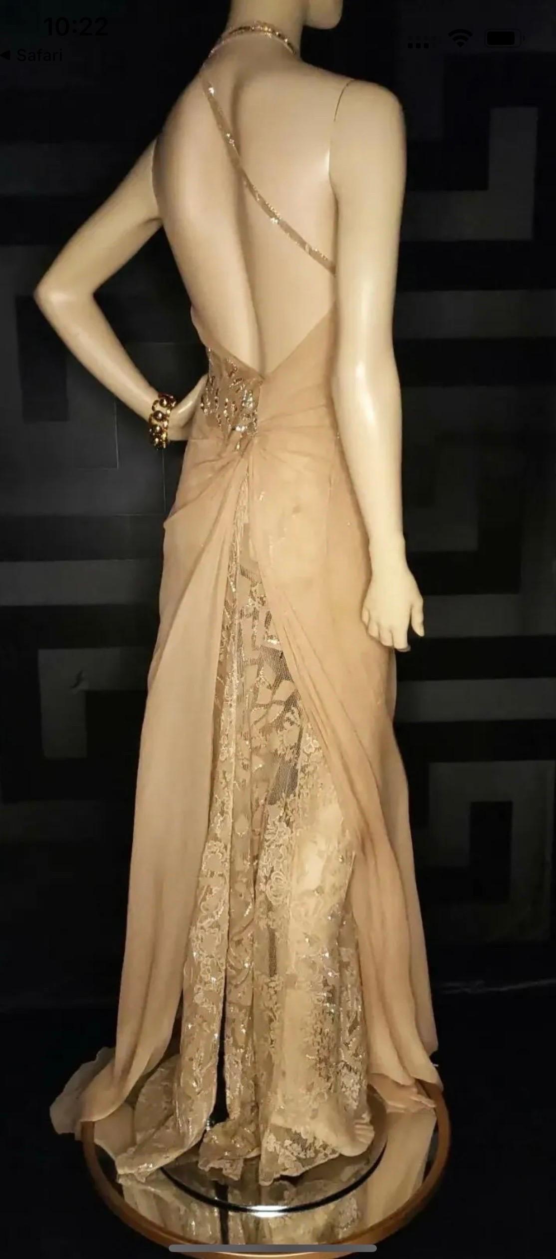 Rare Vintage Versace Atelier Nude Embellished Gown  For Sale 5