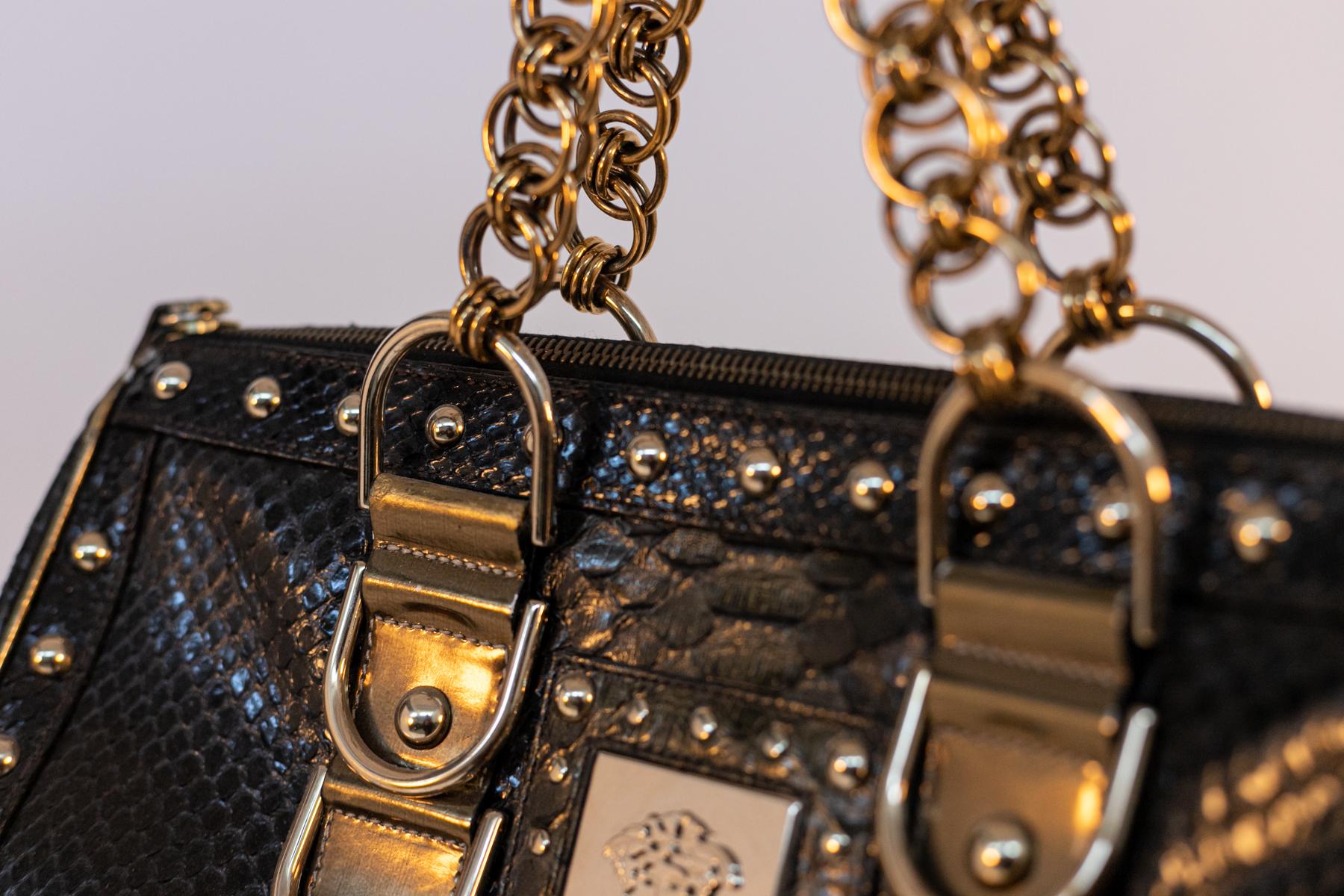 Rare Vintage Versace Handbag in Leather For Sale 2