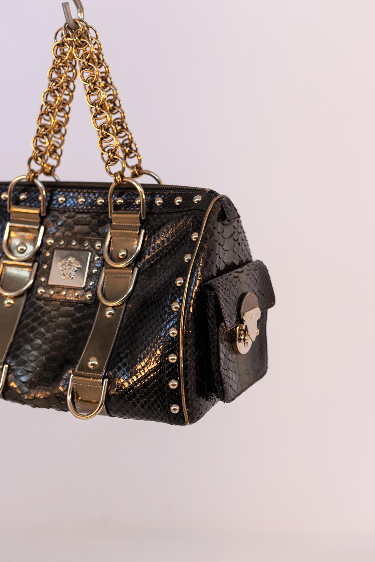 Rare Vintage Versace Handbag in Leather For Sale 4