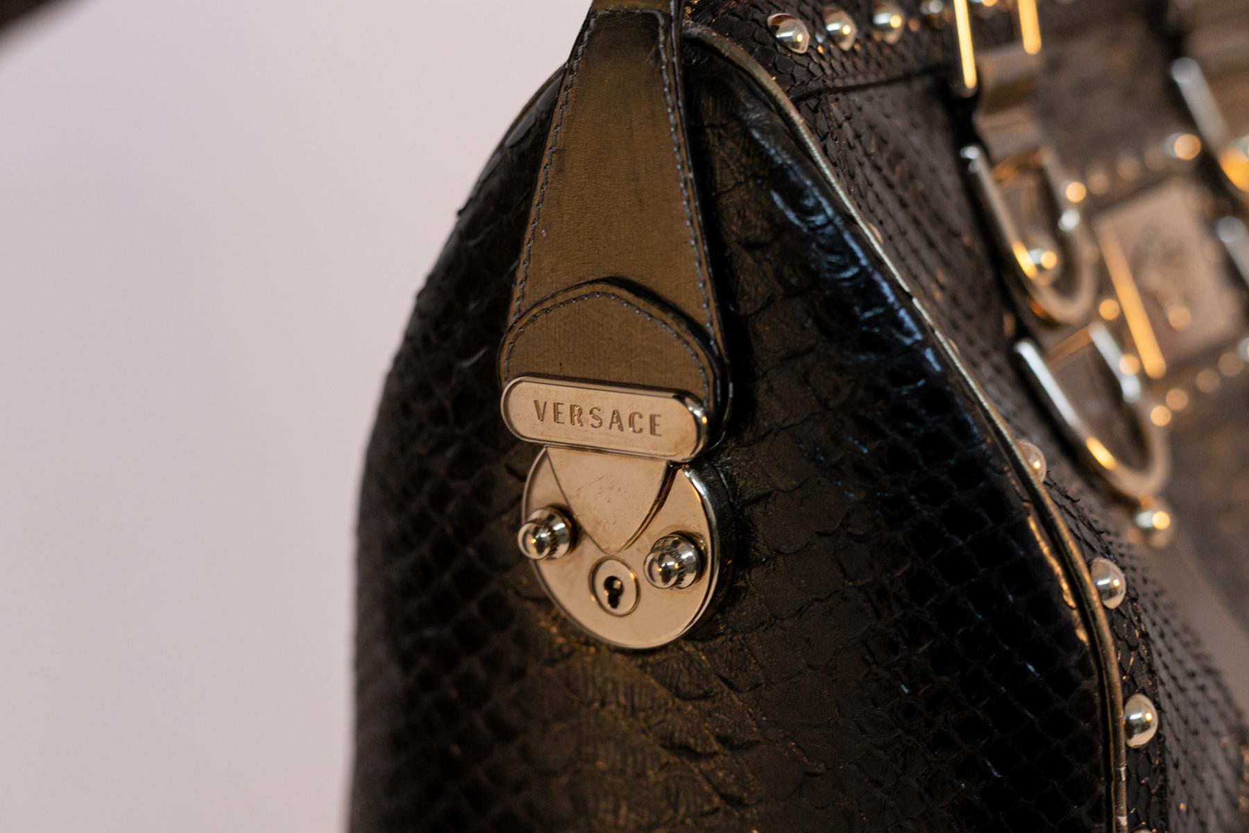 Women's Rare Vintage Versace Handbag in Leather For Sale