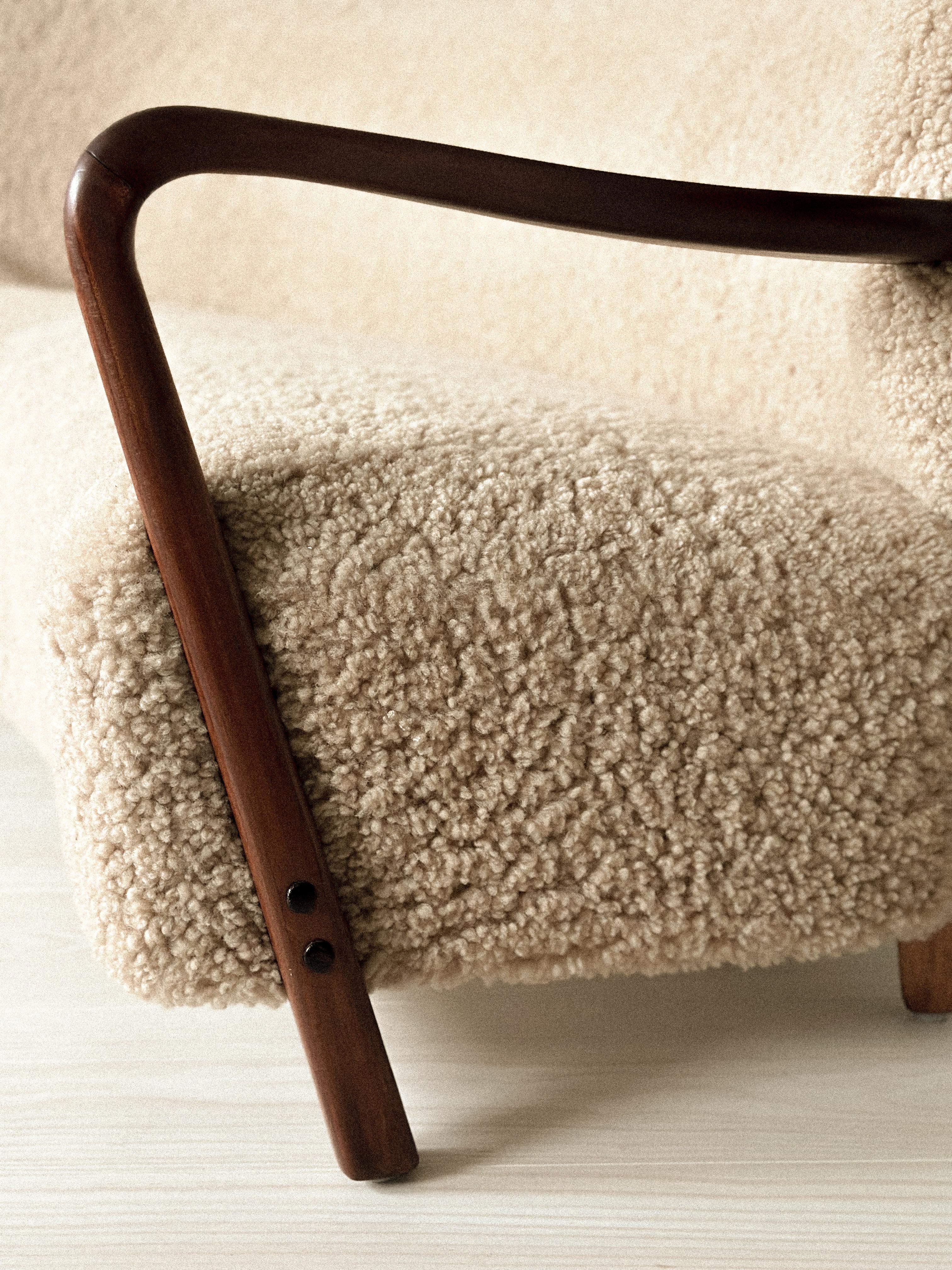 Raro divano Viggo Boesen d'epoca in shearling, prodotto da Hos Wulff, Danimarca 1930 in vendita 9