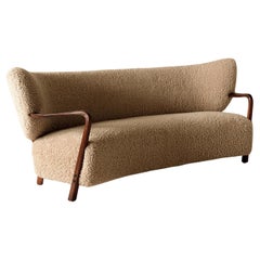 Rare Vintage Viggo Boesen Sofa in Shearling, Produced by Hos Wulff, Denmark 1930