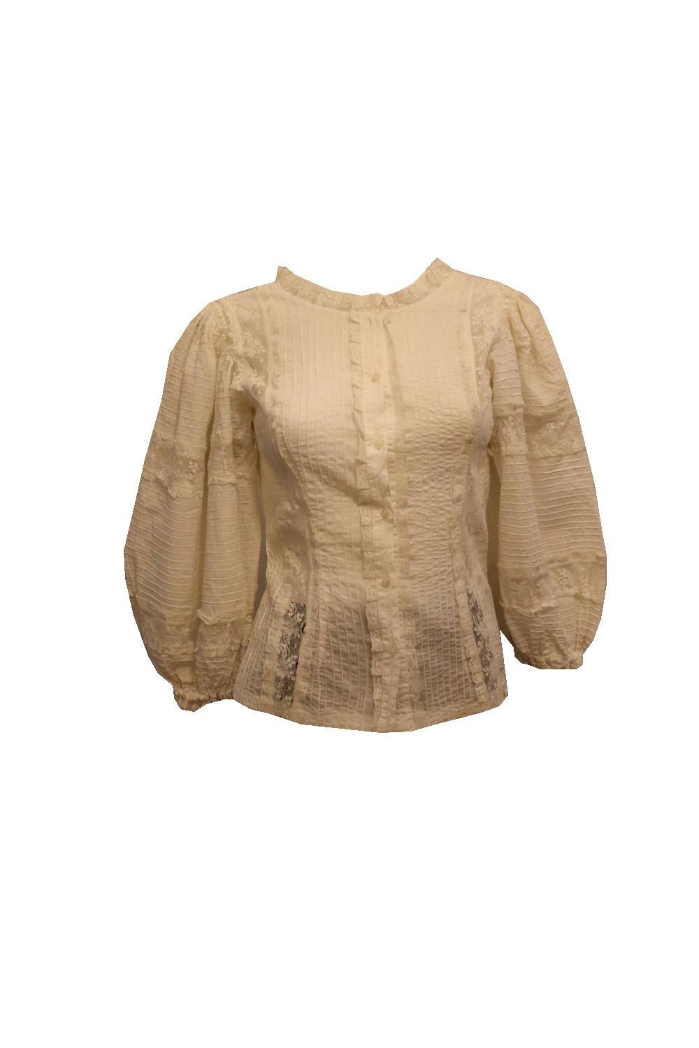 Rare Vintage White Mexicana Blouse In Good Condition For Sale In London, GB