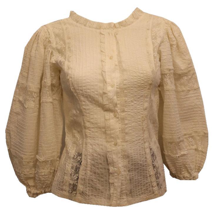 Rare Vintage White Mexicana Blouse For Sale