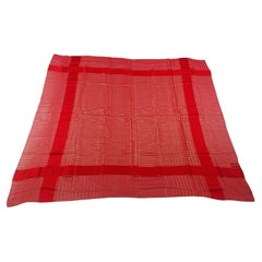 Rare Vintage Yves Saint Laurent 140 cm Sheer Silk Grid Shawl Made in France