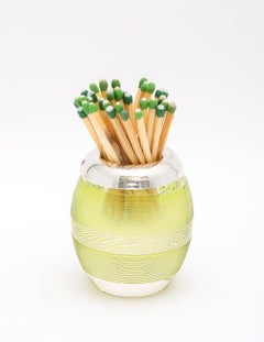 Rare Vintge Barrel-Form Sterling Silver-Mounted Yellow Crystal Match Striker