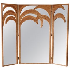 Rare Vivai Del Sud Mirrored Screen / Room Divider, Italy, 1970s