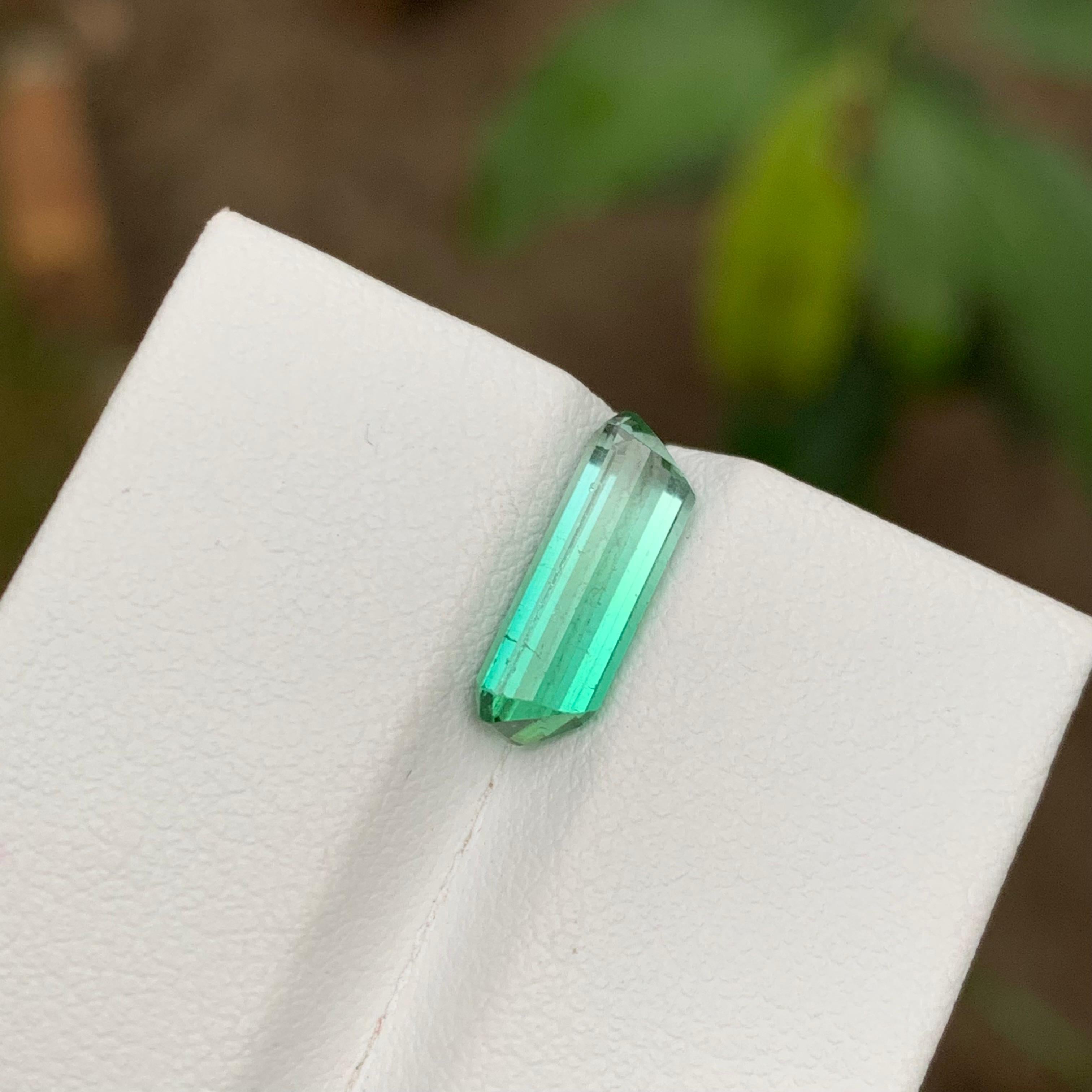 Women's or Men's Rare Vivid Bluish Green Bicolor Tourmaline Gemstone 2.25 Ct Emerald Cut for Ring For Sale