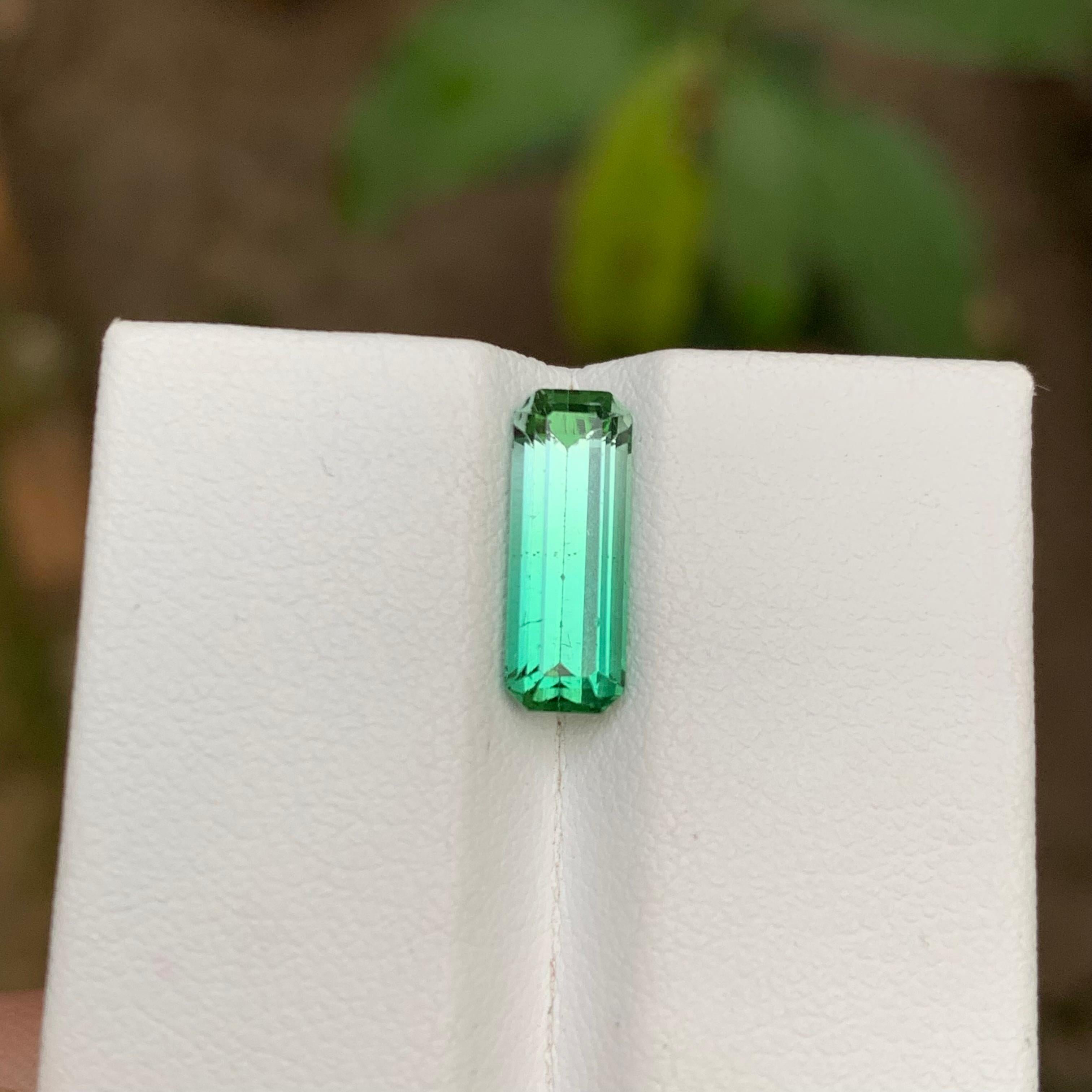 Rare Vivid Bluish Green Bicolor Tourmaline Gemstone 2.25 Ct Emerald Cut for Ring For Sale 1