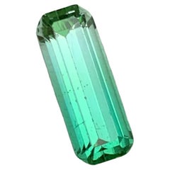 Rare Vivid Bluish Green Bicolor Tourmaline Gemstone 2.25 Ct Emerald Cut for Ring