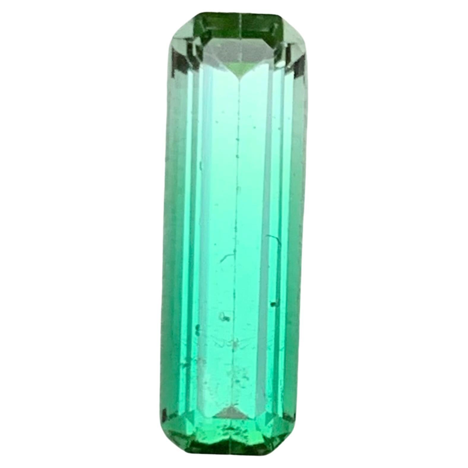Rare Vivid Bluish Green Bicolor Tourmaline Gemstone 2.85 Ct Emerald Cut for Ring For Sale