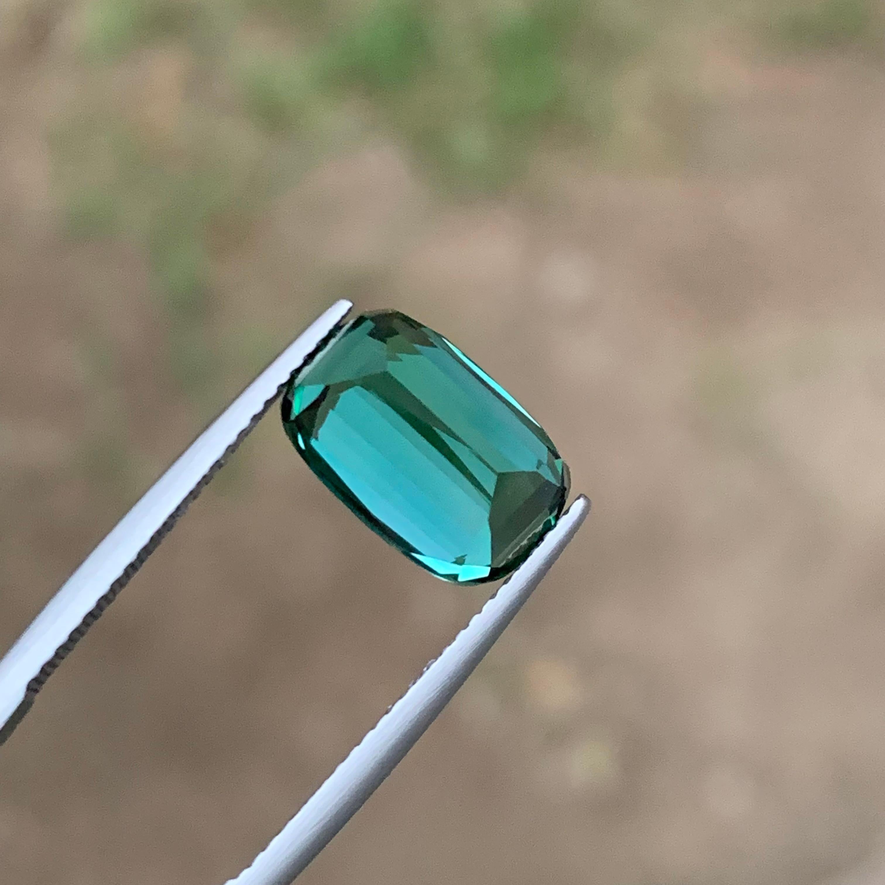 Rare Vivid Seafoam Natural Tourmaline Loose Gemstone, 5.55 Carat-Cushion Cut Afg For Sale 4