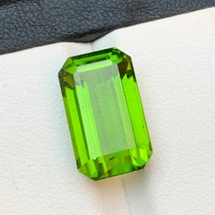 Rare Vivid Green Natural Peridot Ring Pendant Loose Gemstone 12.80Ct Emerald Cut