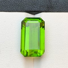 Rare Vivid Green Natural Peridot Ring Pendant Loose Gemstone 12.80Ct Emerald Cut